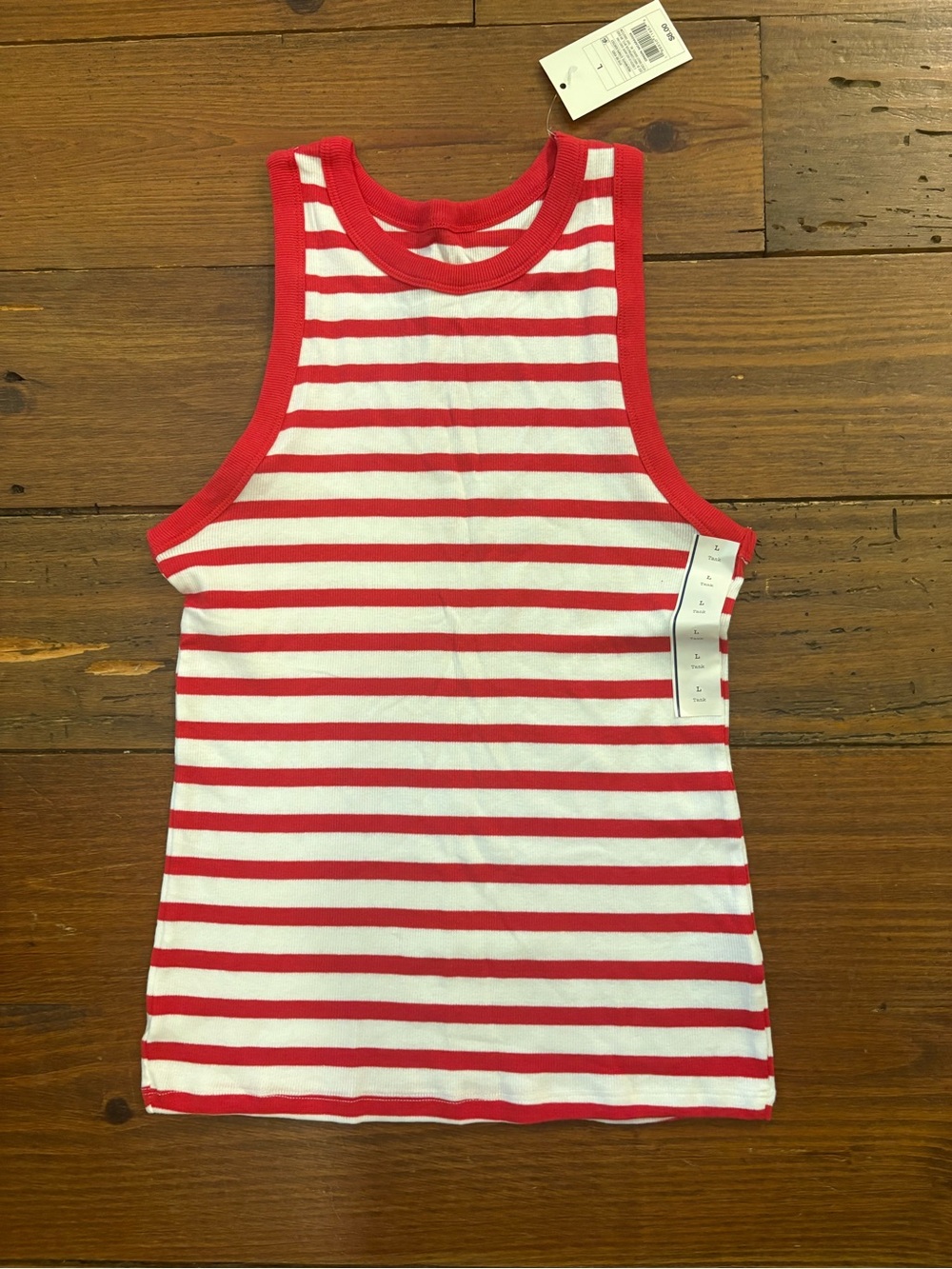 a new day Red and White Striped Tank Top